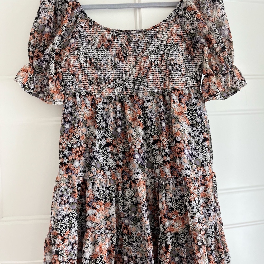 Altar’d State Floral Smocked Dress with Ruffle Sleeves